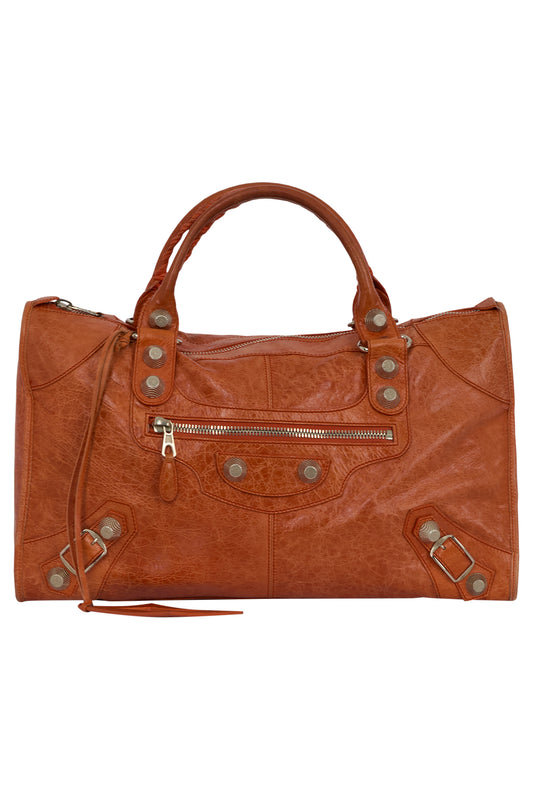 Balenciaga City Medium Orange Leather Bag