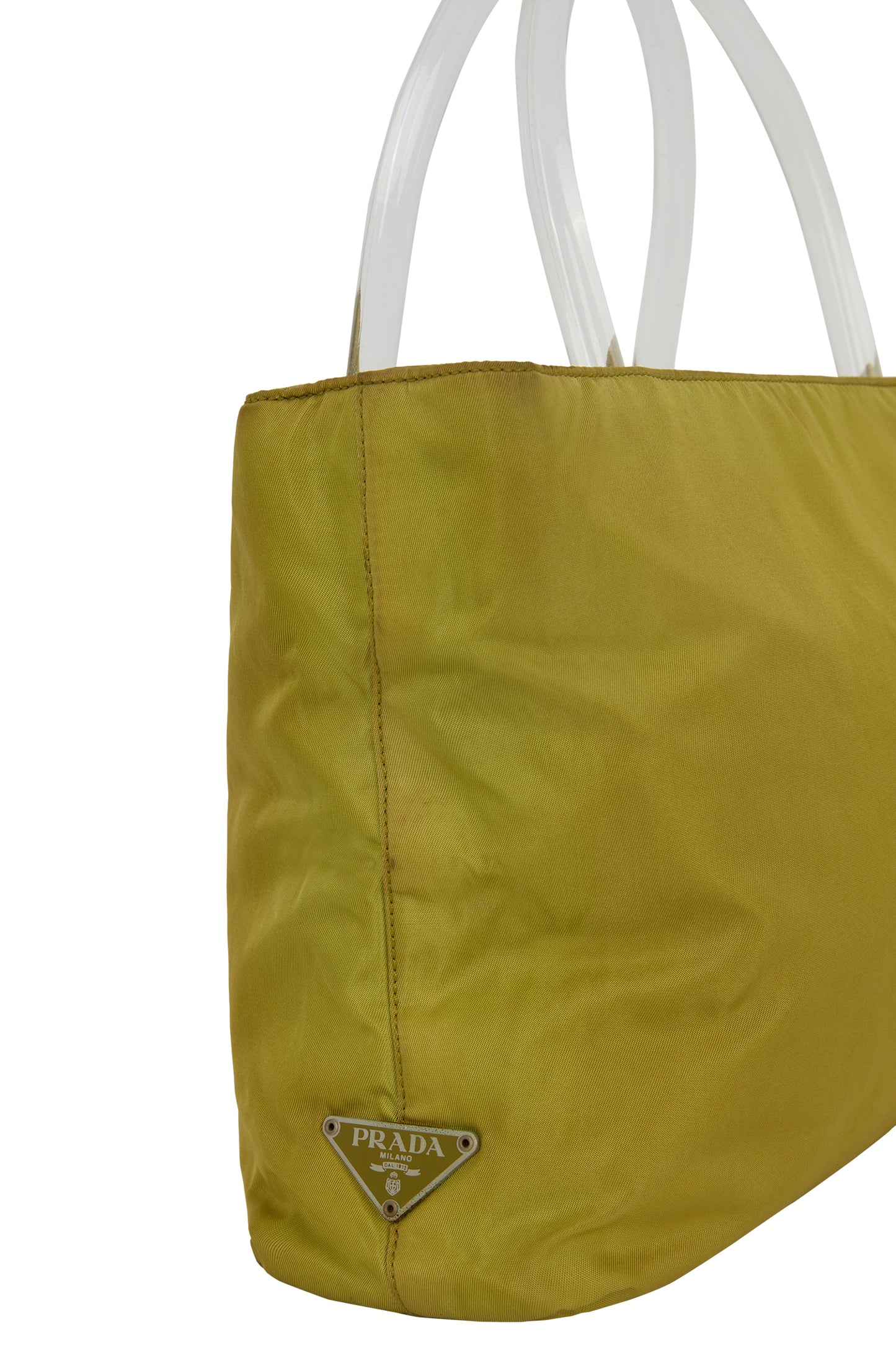 Vintage Prada 1990's Olive Acrylic Handle Bag