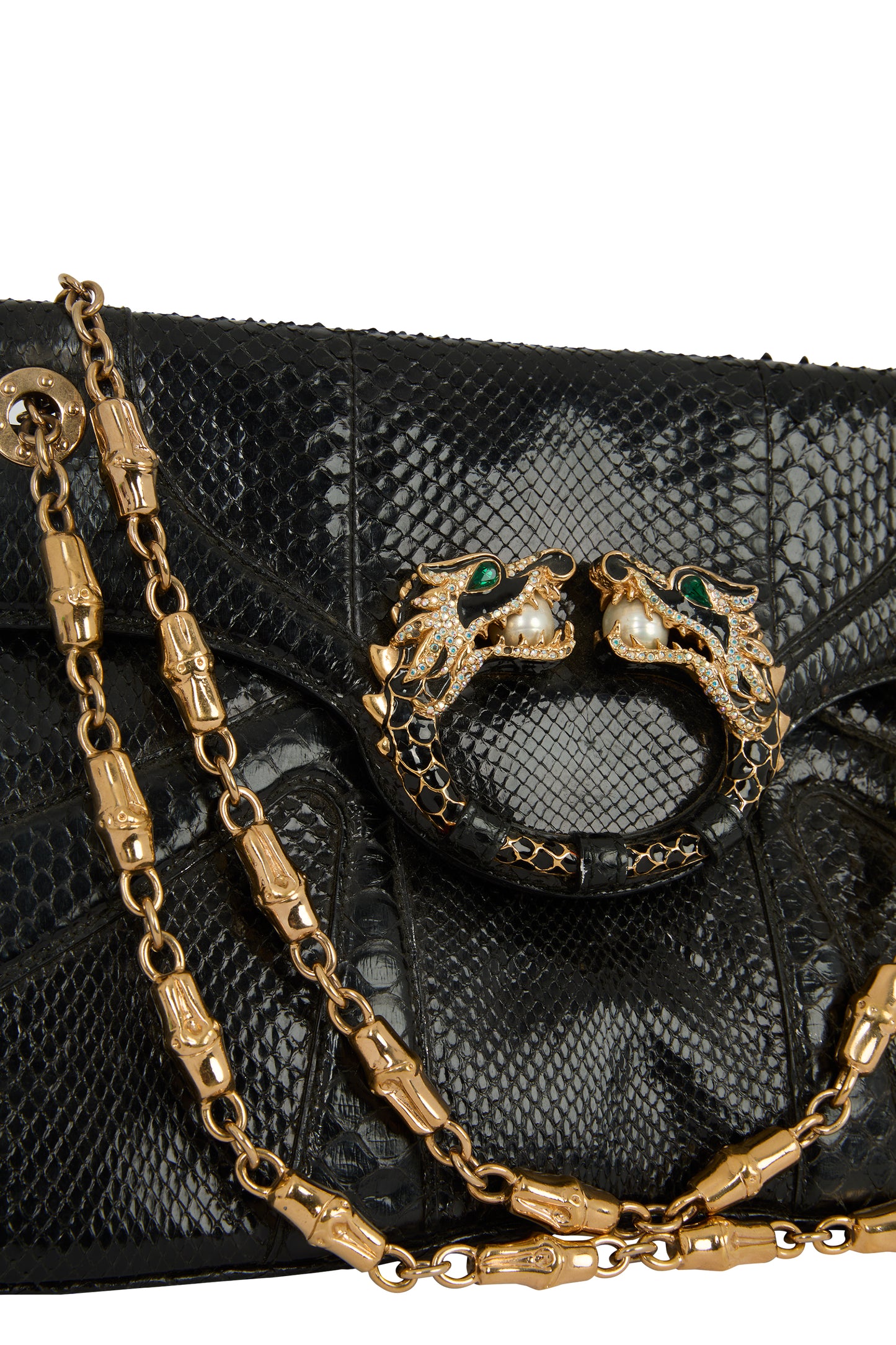 Vintage Gucci F/W 2004 Black  Iridescent Python Clutch