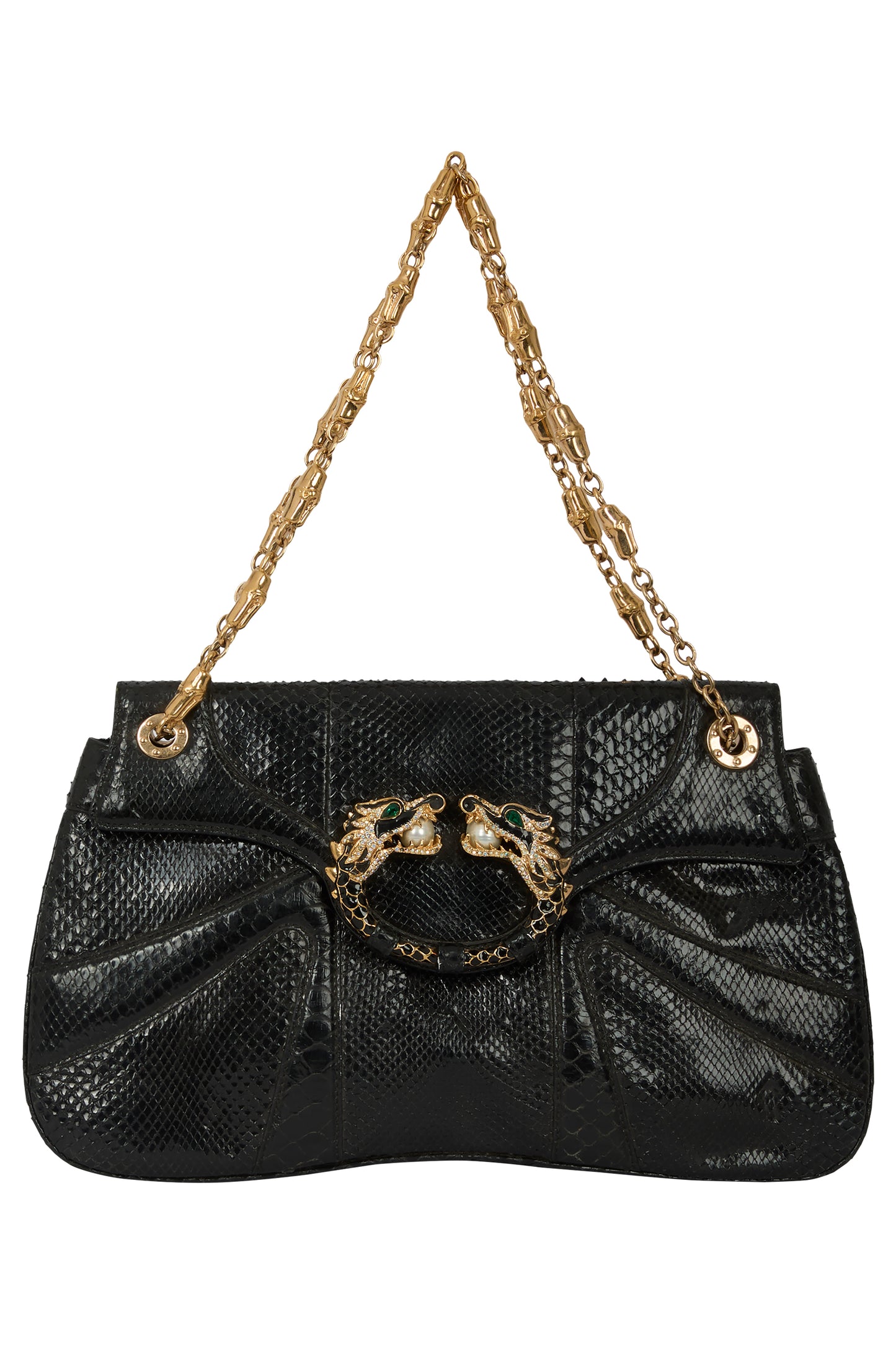 Vintage Gucci F/W 2004 Black  Iridescent Python Clutch