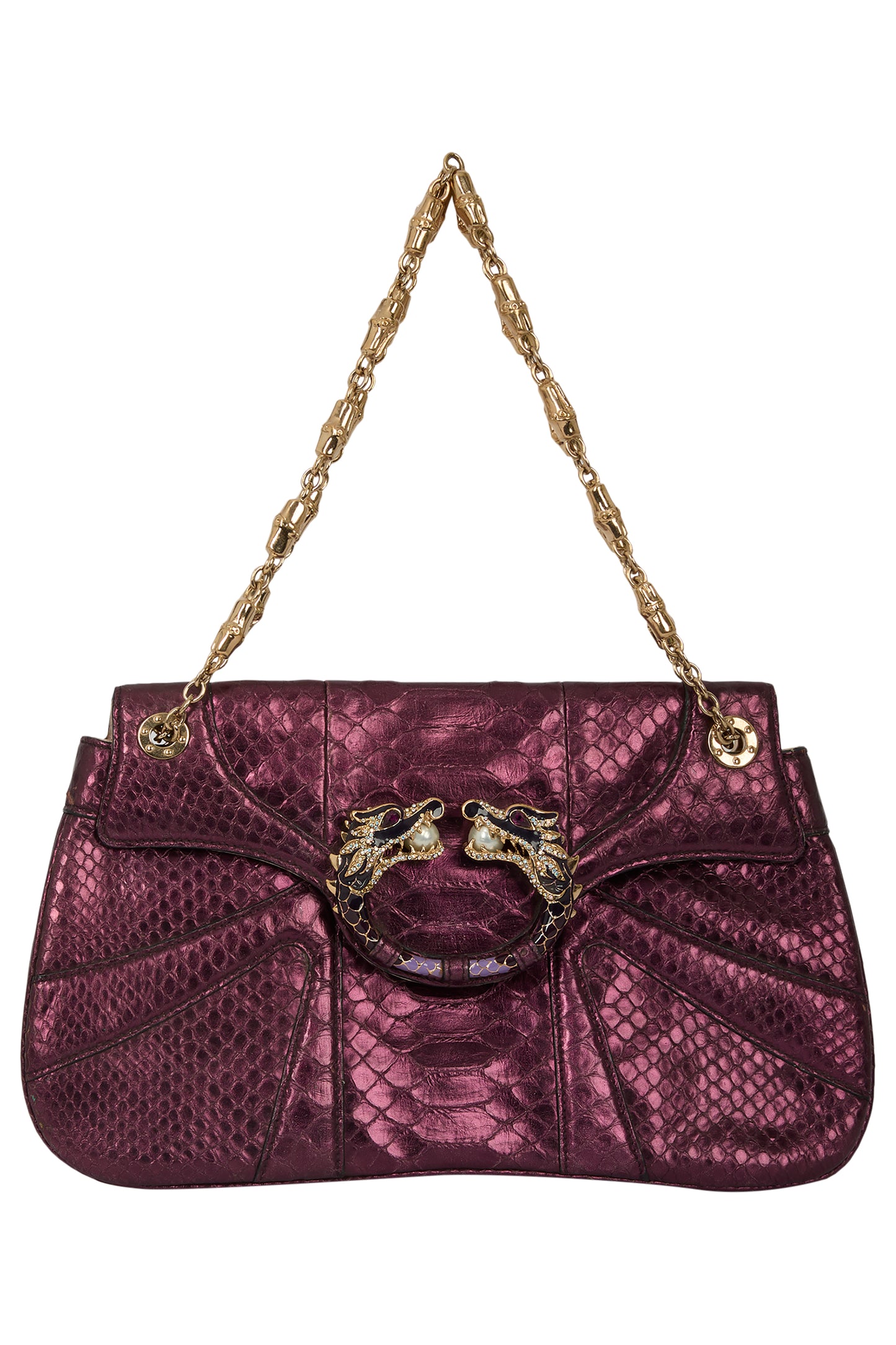 Vintage Gucci F/W 2004 Purple  Iridescent Python Clutch