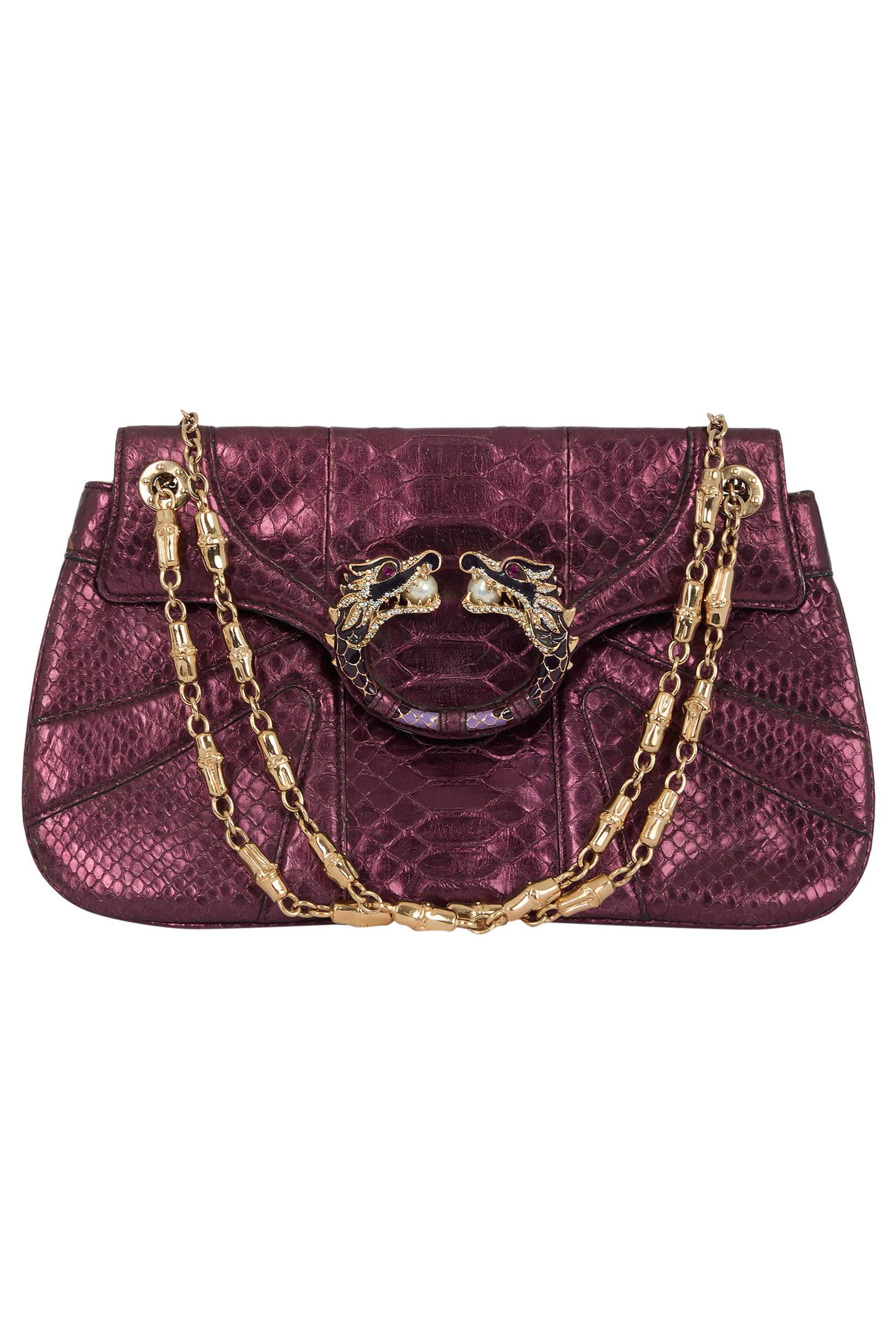 GUCCIバック Vintage Gucci F/W 2004 Purple Iridescent Python Clutch – Nordic Poetry