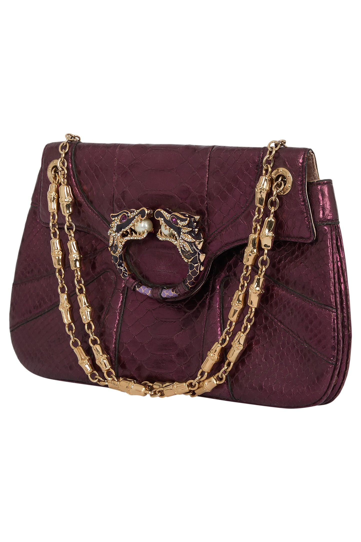 Vintage Gucci F/W 2004 Purple  Iridescent Python Clutch