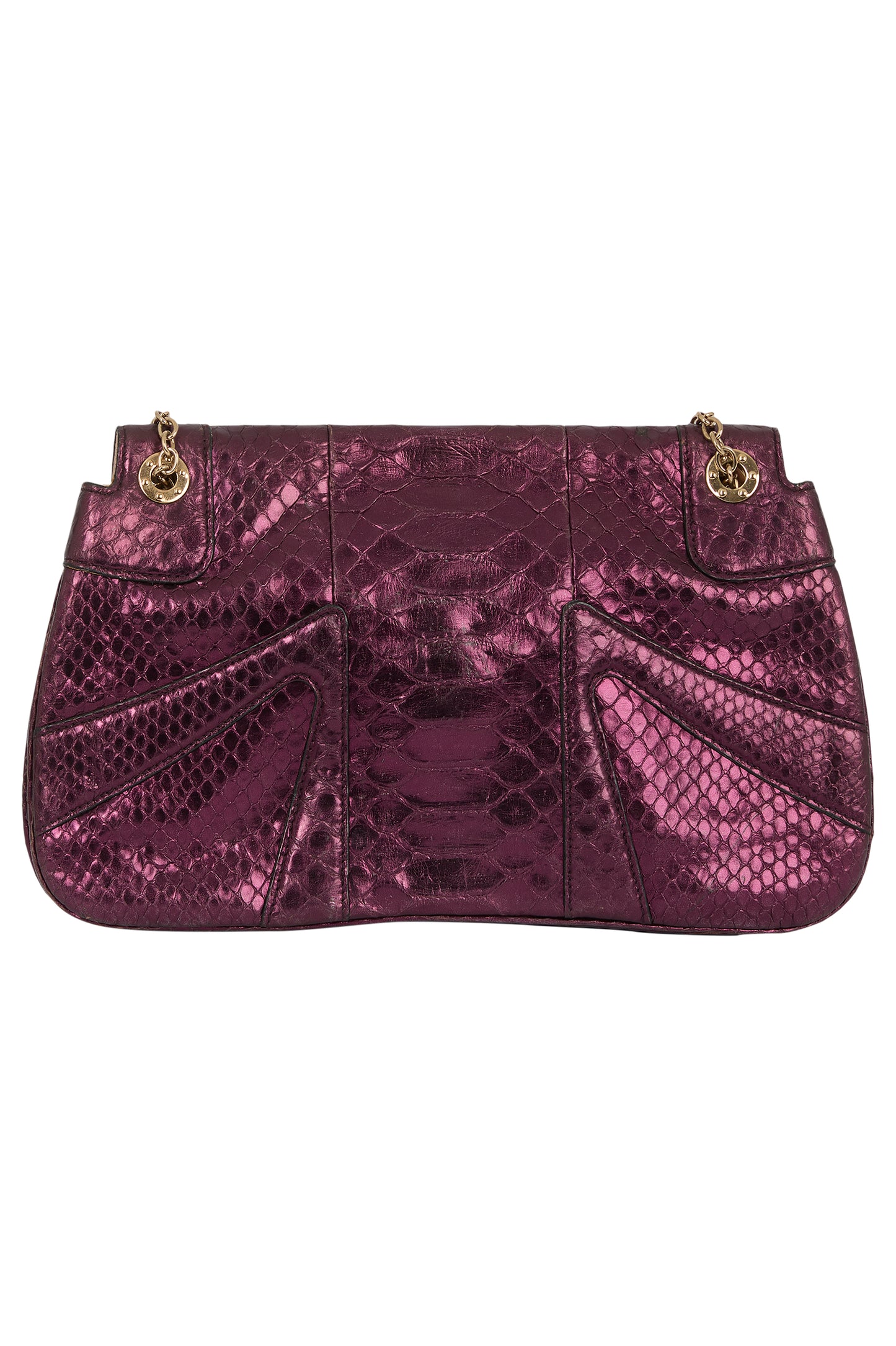 Vintage Gucci F/W 2004 Purple  Iridescent Python Clutch