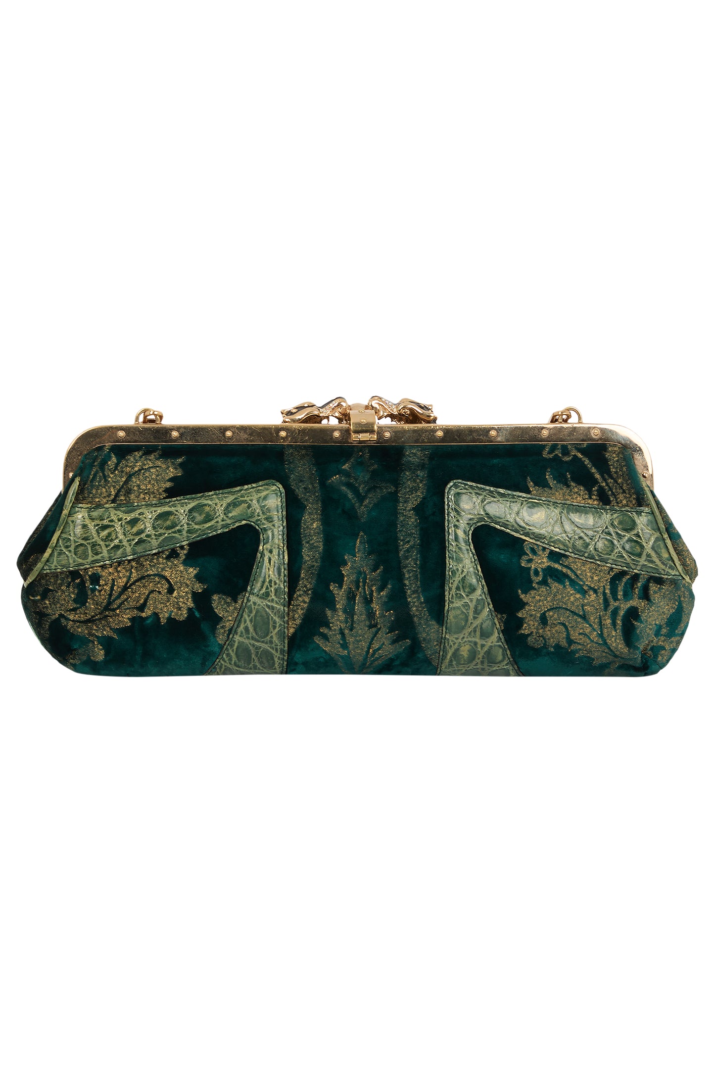 Vintage Gucci F/W 2004 Green Velvet Dragon Clutch