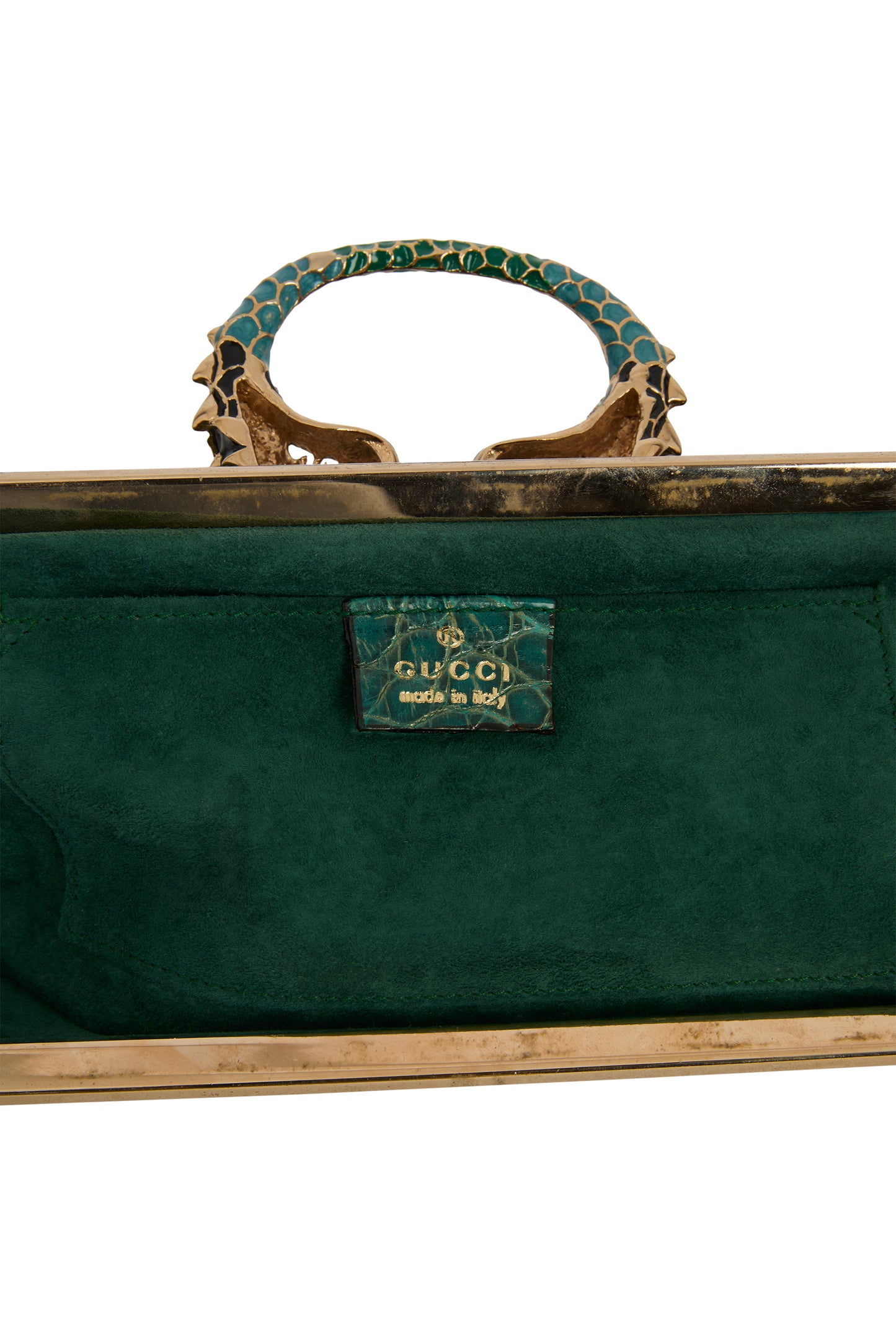 Vintage Gucci F/W 2004 Green Velvet Dragon Clutch