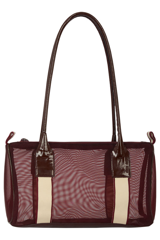 Vintage Miu Miu S/S 1999 Burgundy & Cream Mesh Shoulder Bag