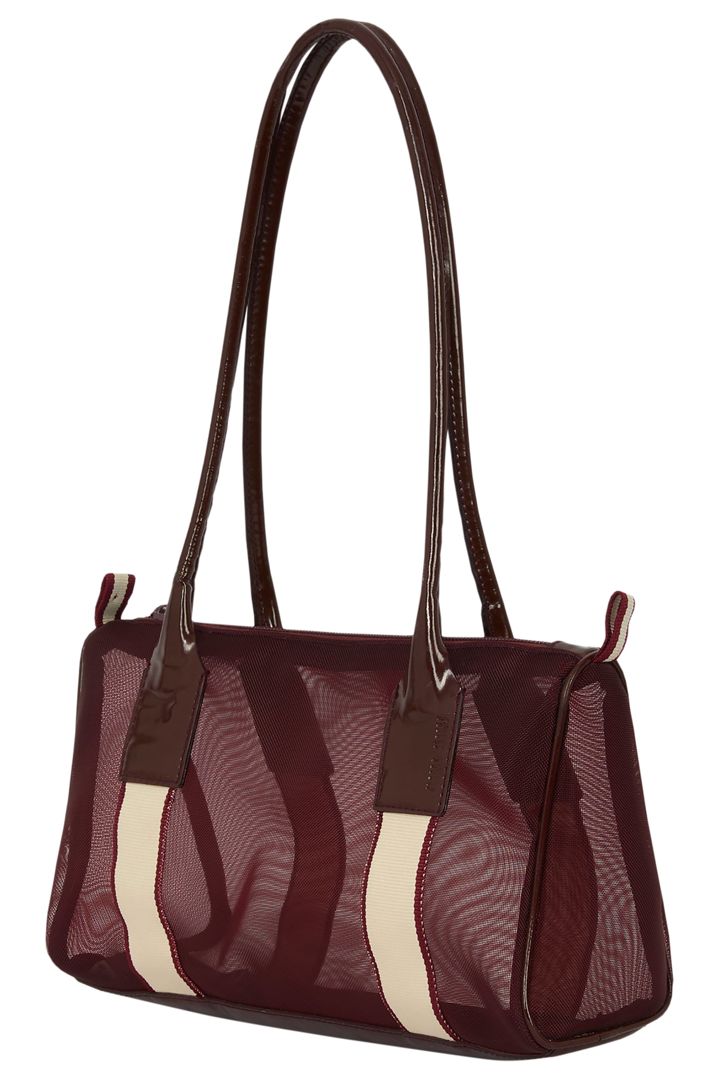 Vintage Miu Miu S/S 1999 Burgundy & Cream Mesh Shoulder Bag