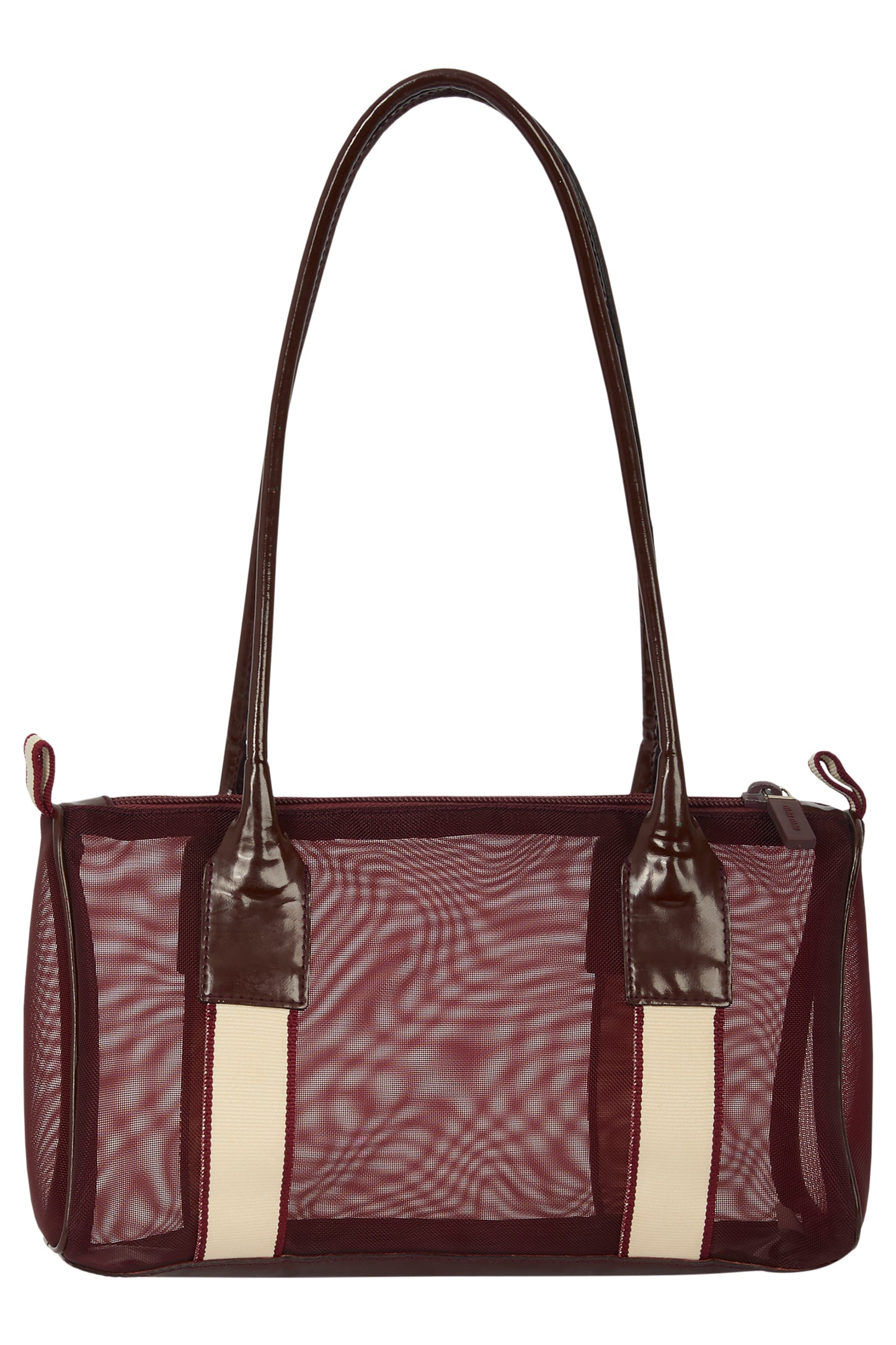 Vintage Miu Miu S/S 1999 Burgundy & Cream Mesh Shoulder Bag