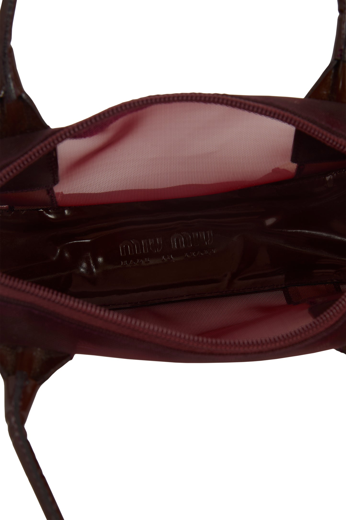 Vintage Miu Miu S/S 1999 Burgundy & Cream Mesh Shoulder Bag