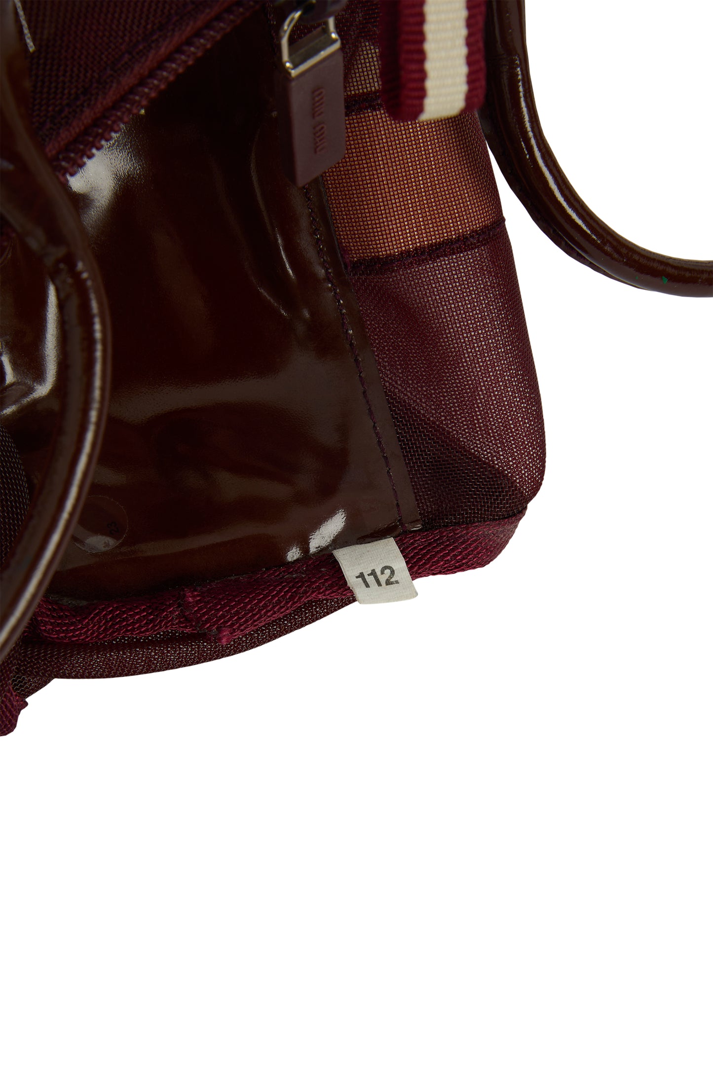 Vintage Miu Miu S/S 1999 Burgundy & Cream Mesh Shoulder Bag