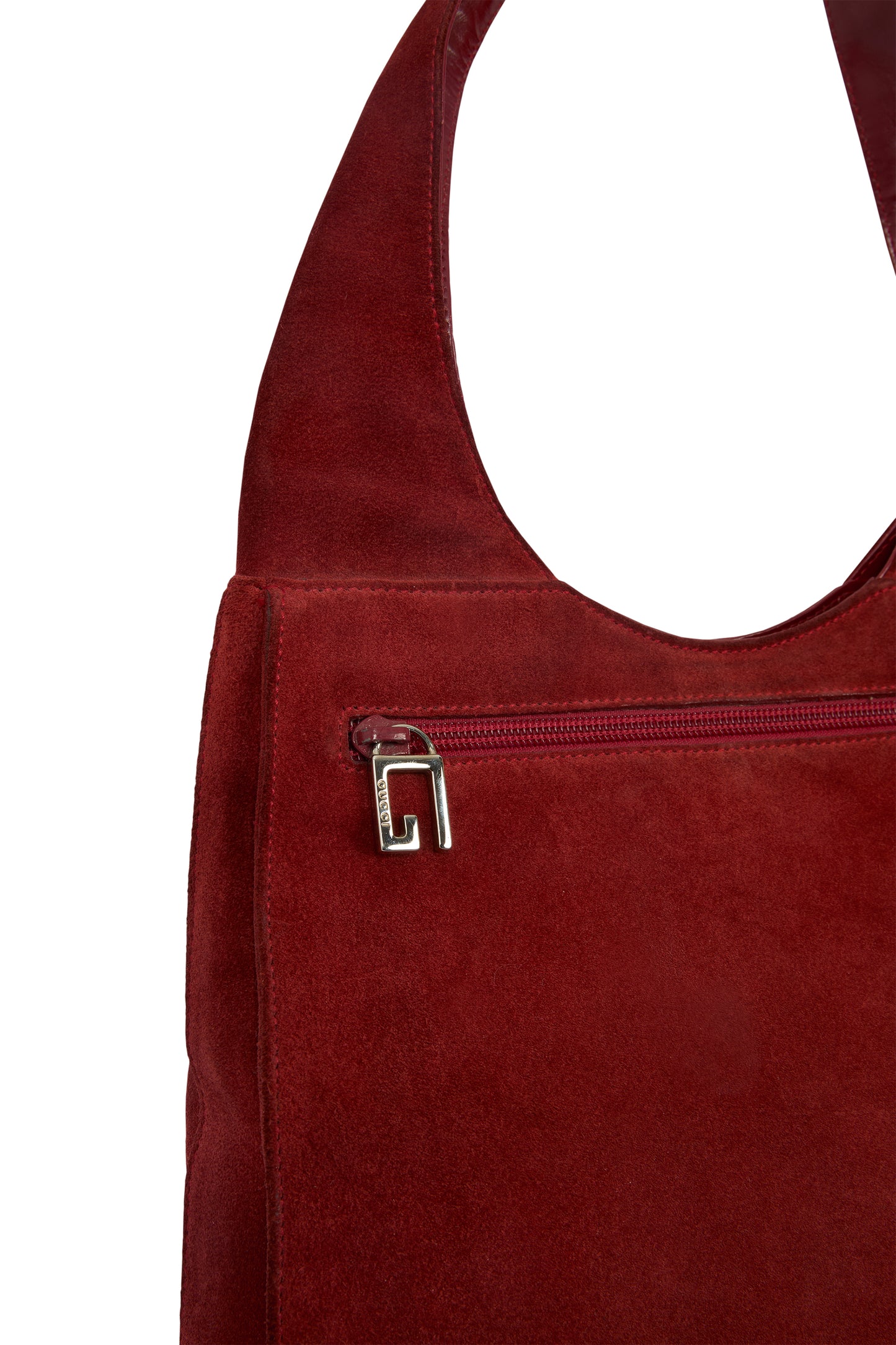 Vintage Gucci By Tom Ford 1997 GG Suede Red Shoulder Bag