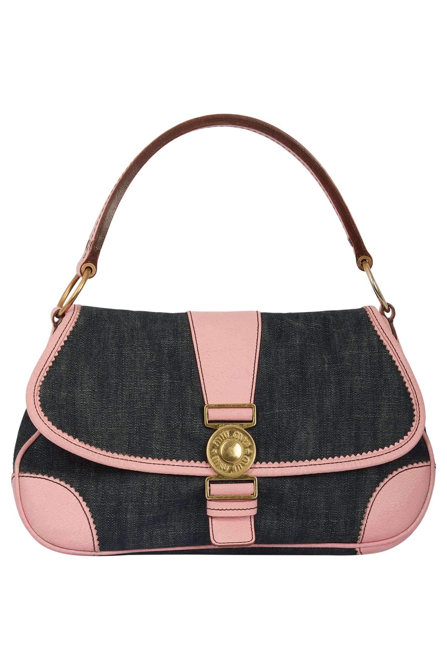 Vintage 2000's Miu Miu Denim Pink Hobo Shoulder Bag