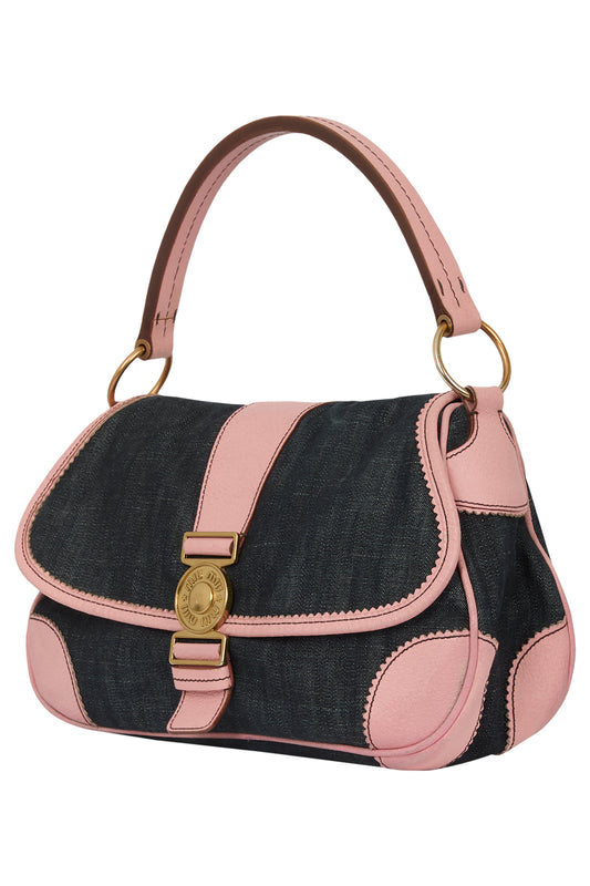 Vintage 2000's Miu Miu Denim Pink Hobo Shoulder Bag