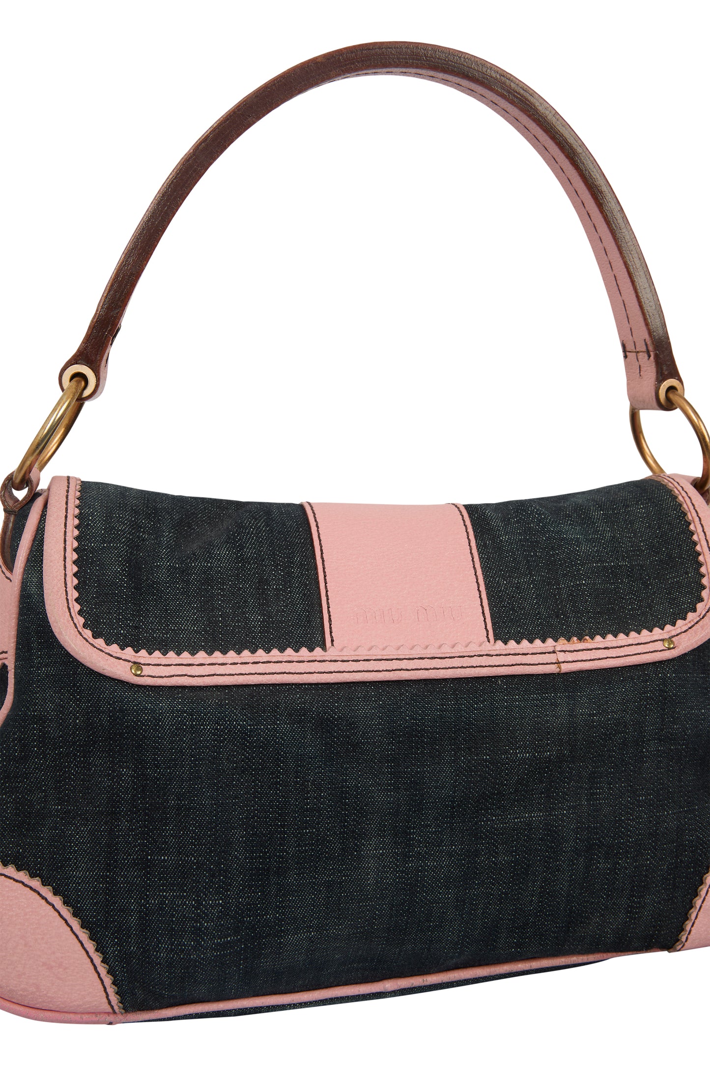 Vintage 2000's Miu Miu Denim Pink Hobo Shoulder Bag