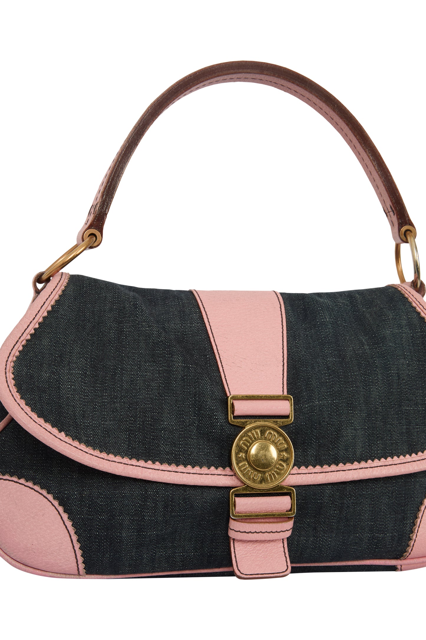 Vintage 2000's Miu Miu Denim Pink Hobo Shoulder Bag