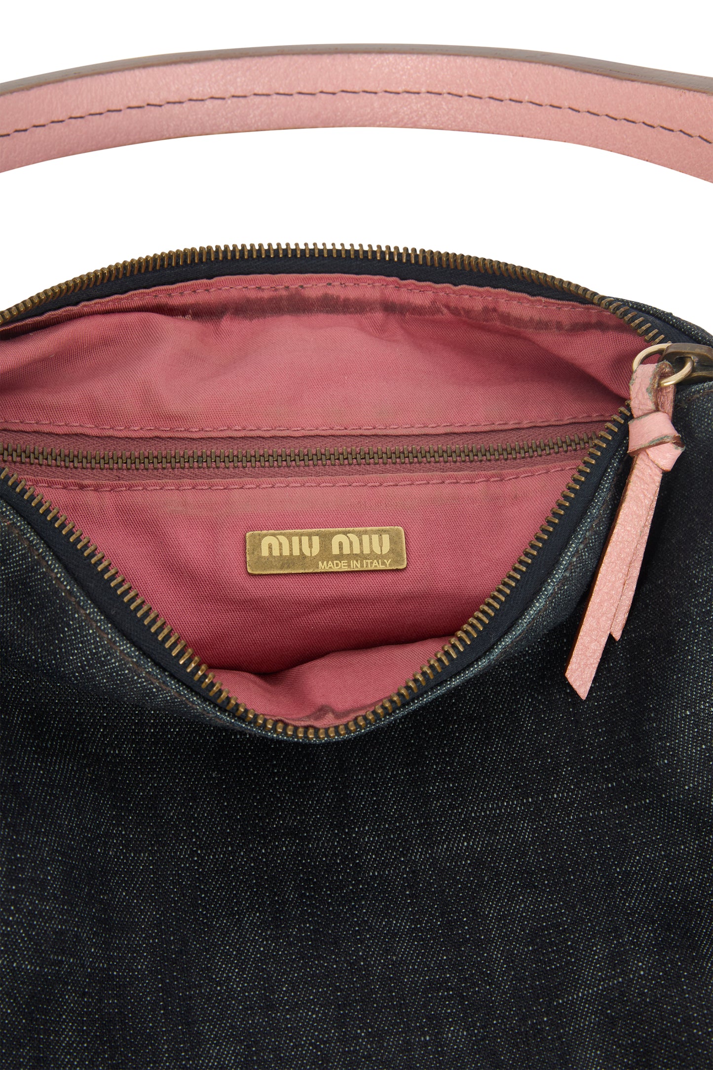 Vintage 2000's Miu Miu Denim Pink Hobo Shoulder Bag