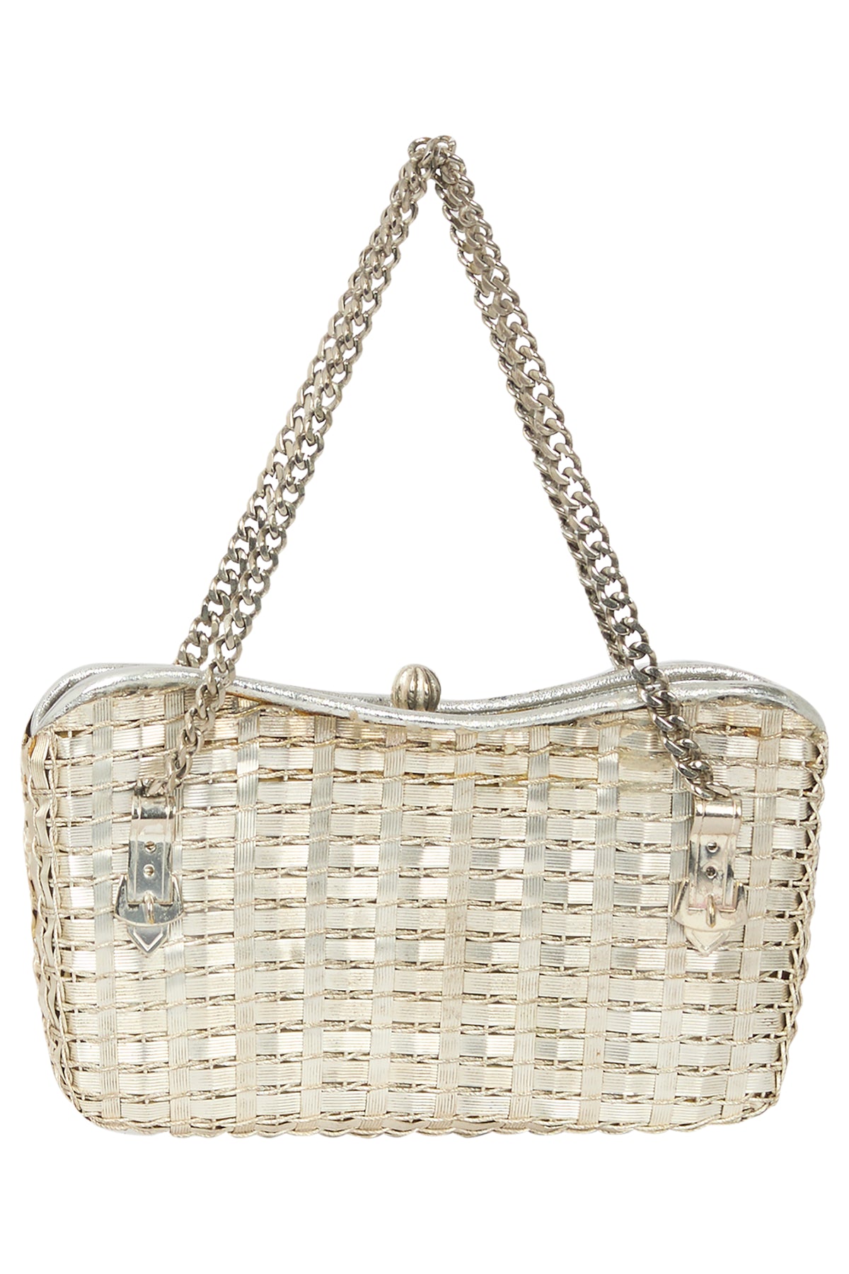 Vintage Silver Minaudière Ball Clasp Bag