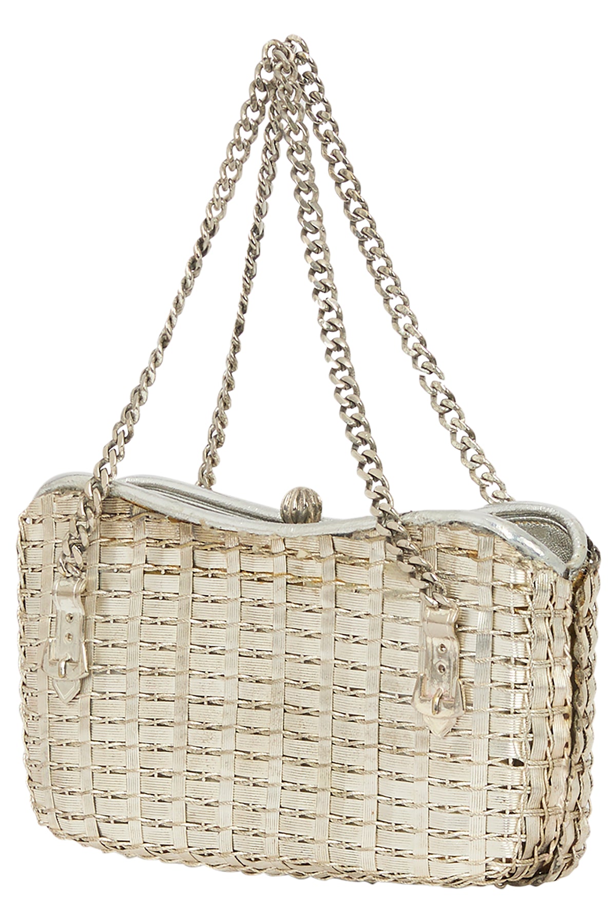 Vintage Silver Minaudière Ball Clasp Bag