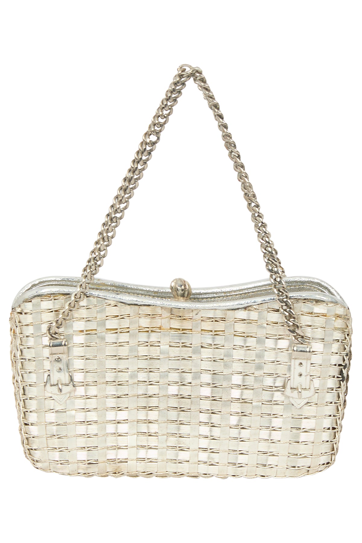 Vintage Silver Minaudière Ball Clasp Bag