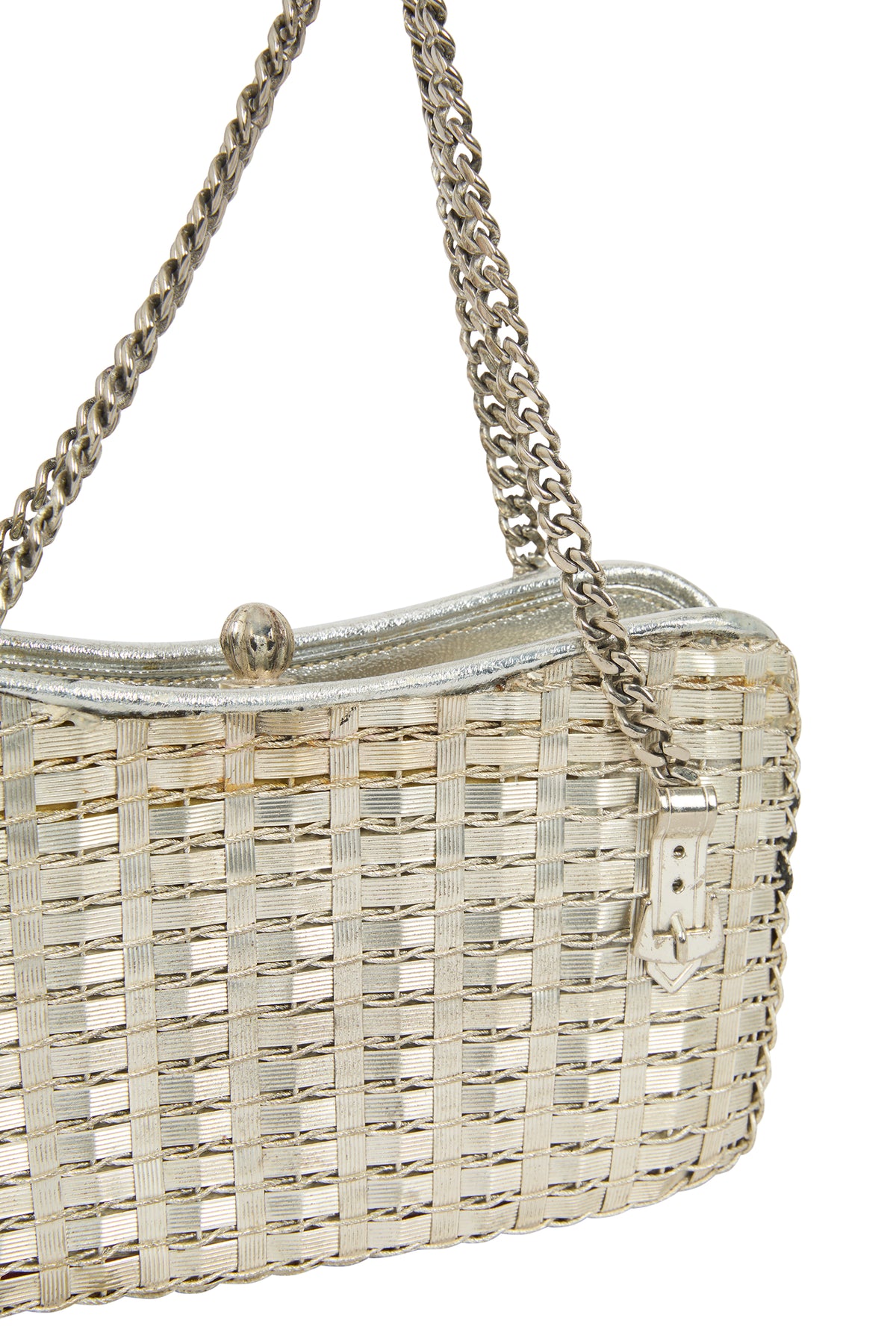 Vintage Silver Minaudière Ball Clasp Bag