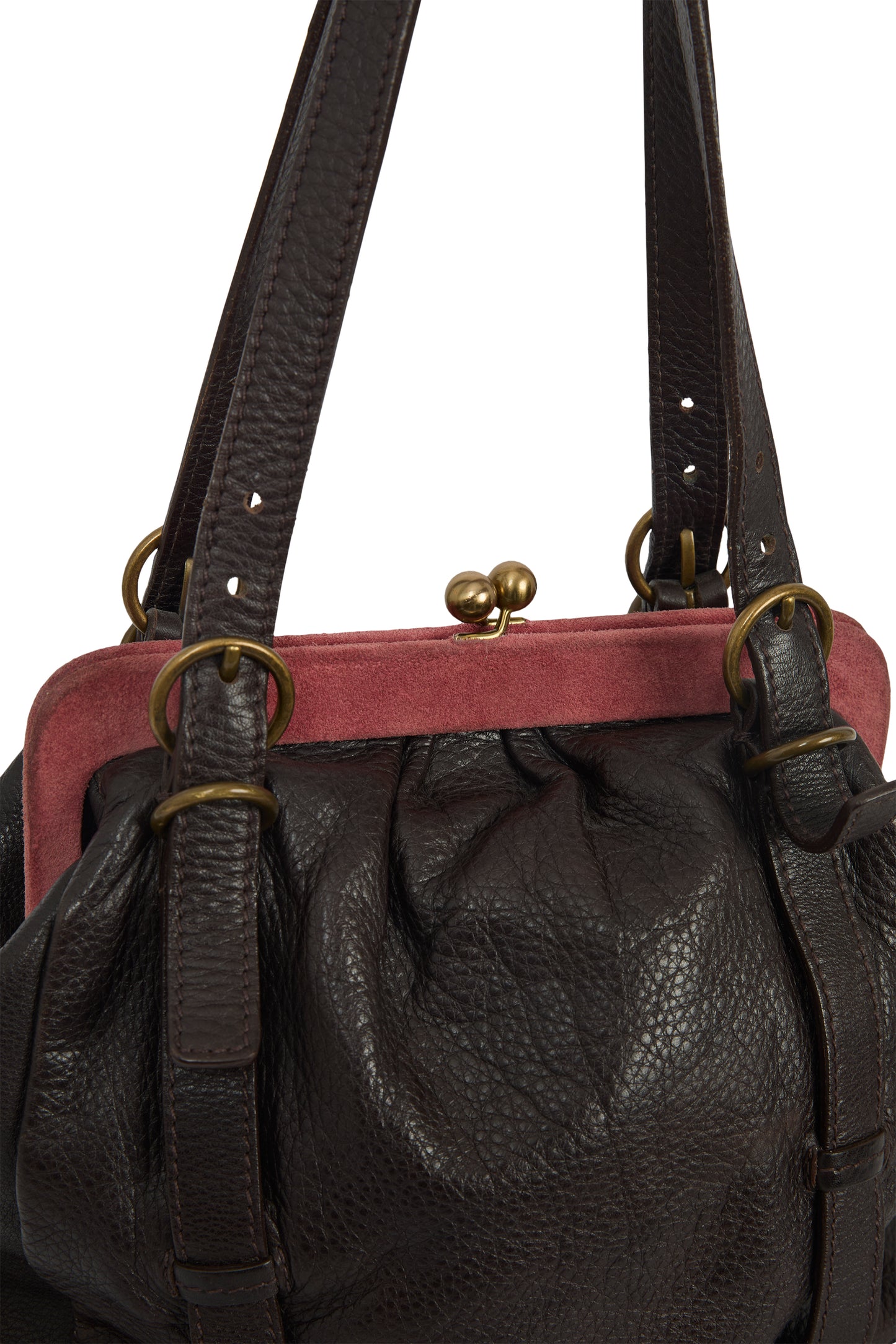 Vintage 2000's Miu Miu Brown Pink Suede Kiss Lock Bag