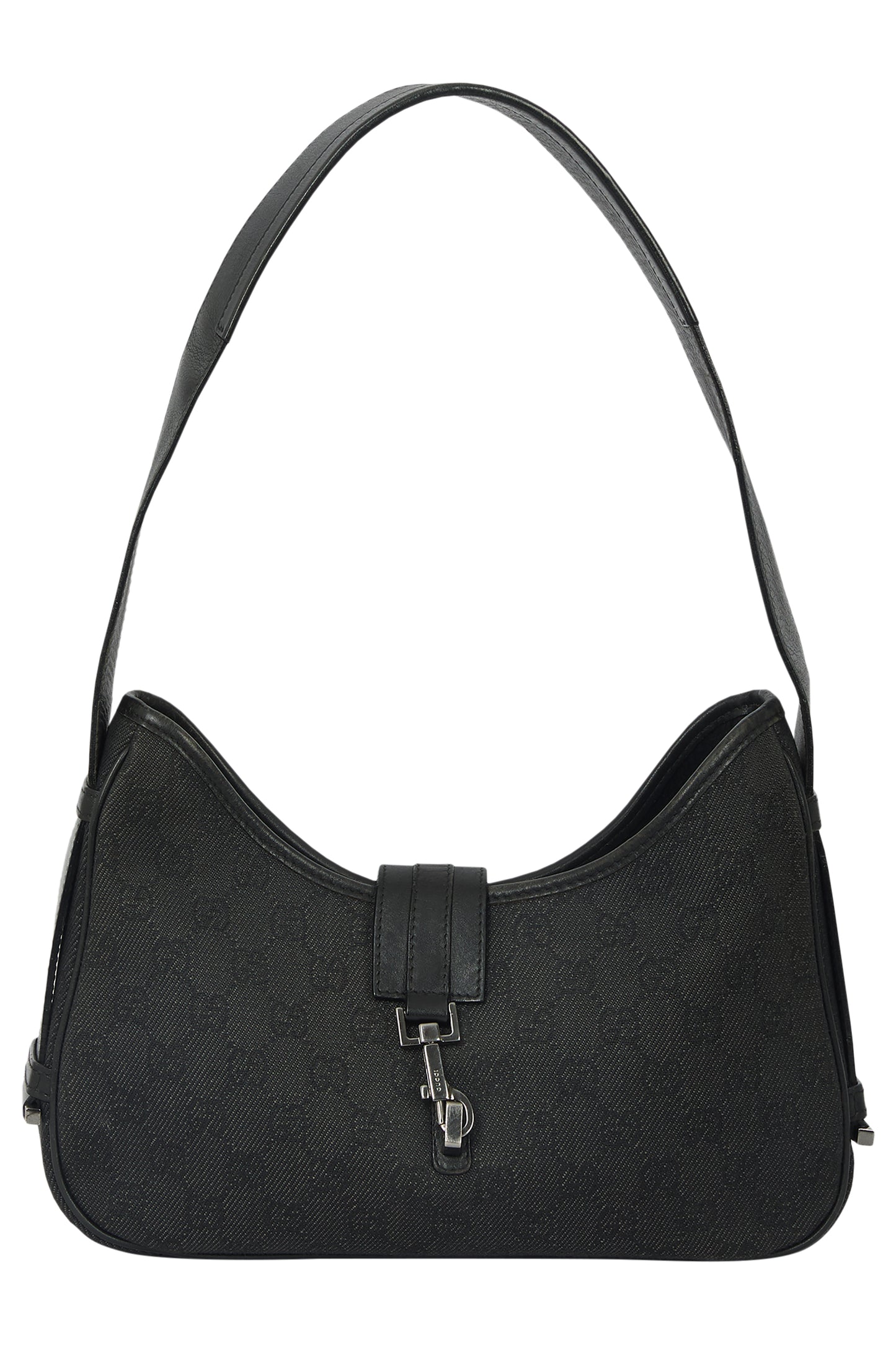 Vintage 2000's Gucci Jackie Black GG Canvas Shoulder Bag