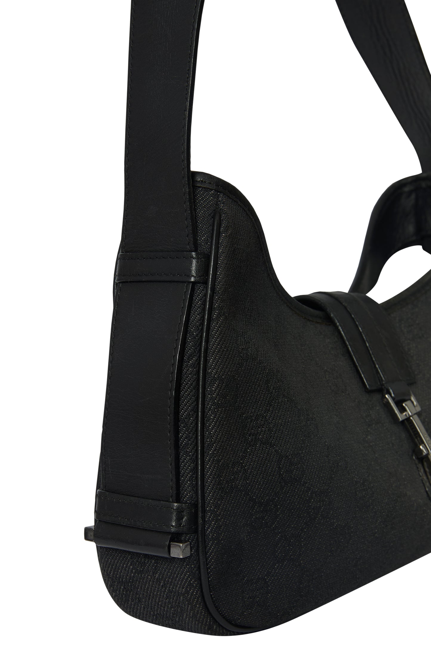 Vintage 2000's Gucci Jackie Black GG Canvas Shoulder Bag