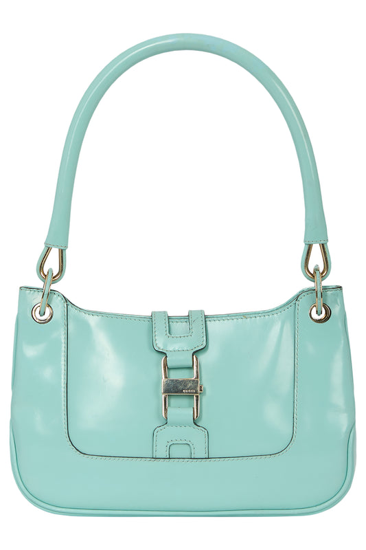 Vintage 1990's Guccib Aqua Patent Mini Jackie Bag