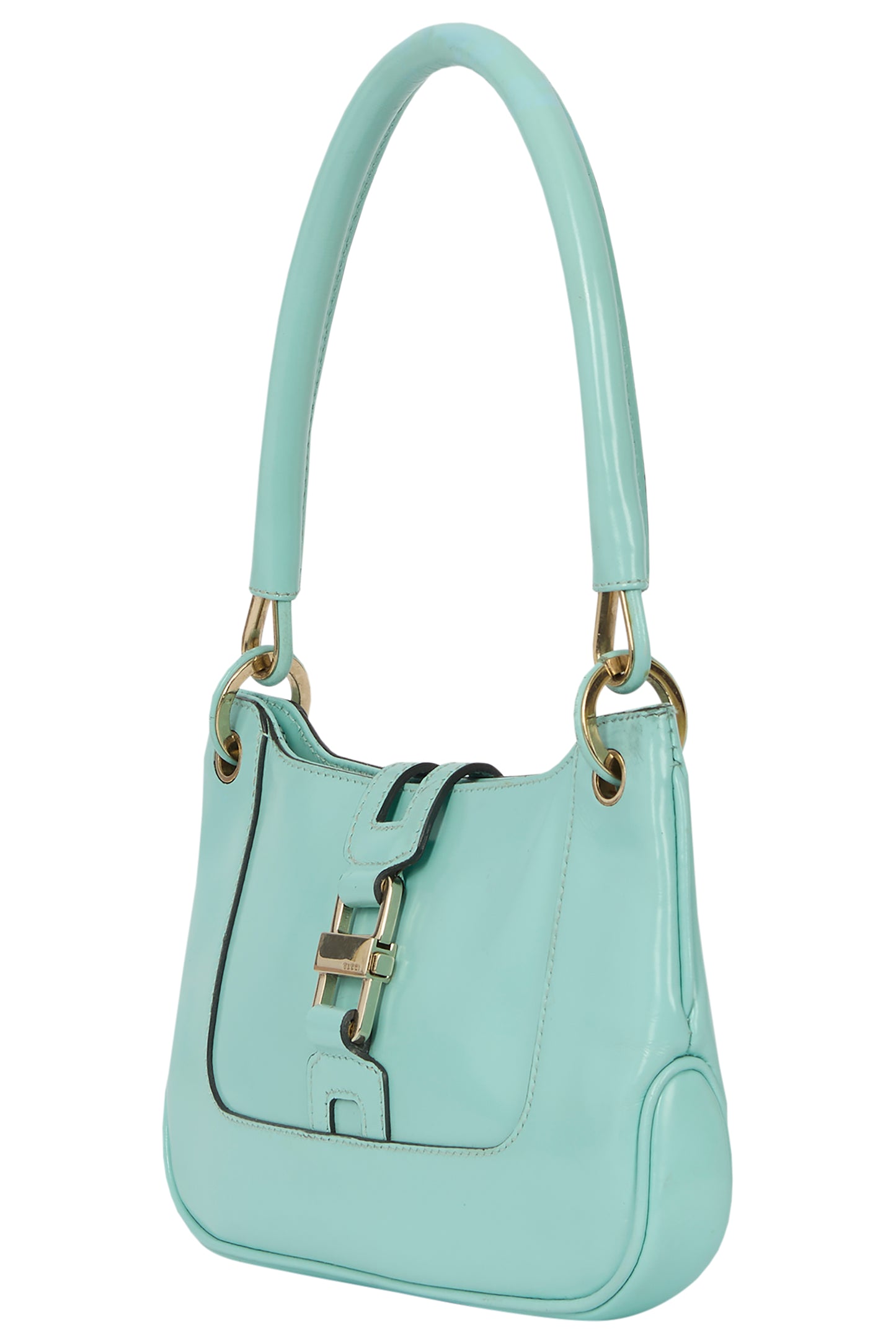 Vintage 1990's Guccib Aqua Patent Mini Jackie Bag