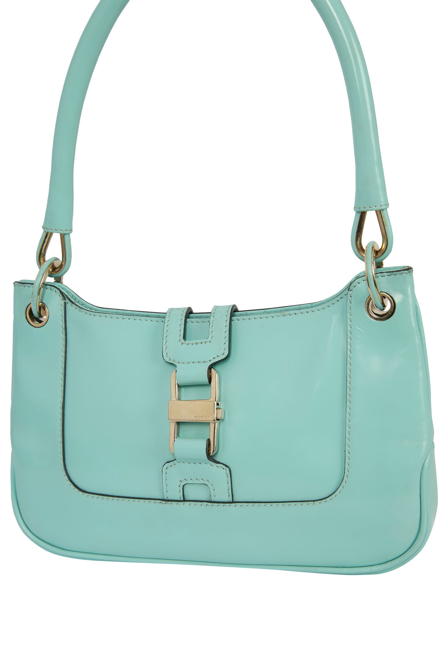 Vintage 1990's Guccib Aqua Patent Mini Jackie Bag