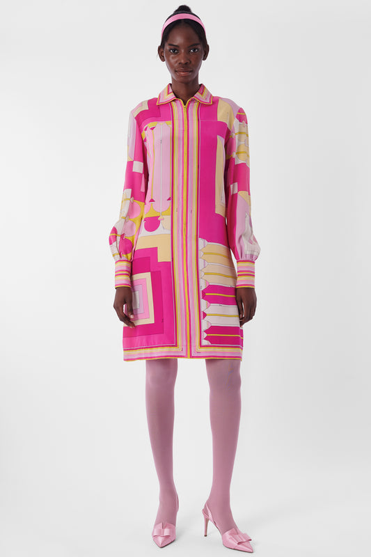 Vintage 1960's Pink Silk Zip Up Dress