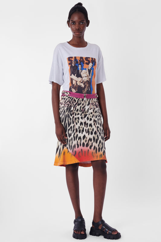 Vintage 2004 Animal Print Denim Skirt