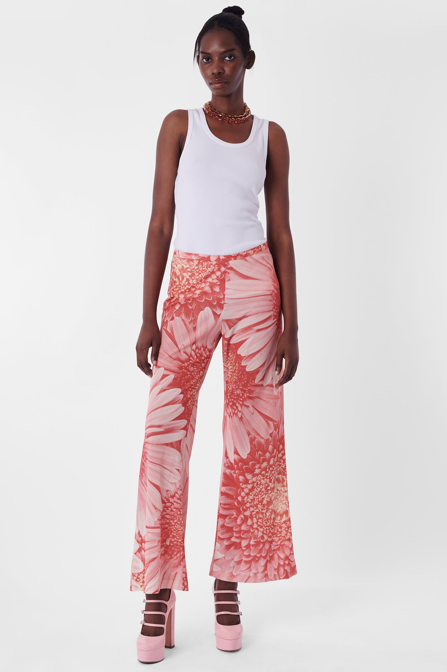 Vintage S/S 2000's Pink Floral Silk Trousers