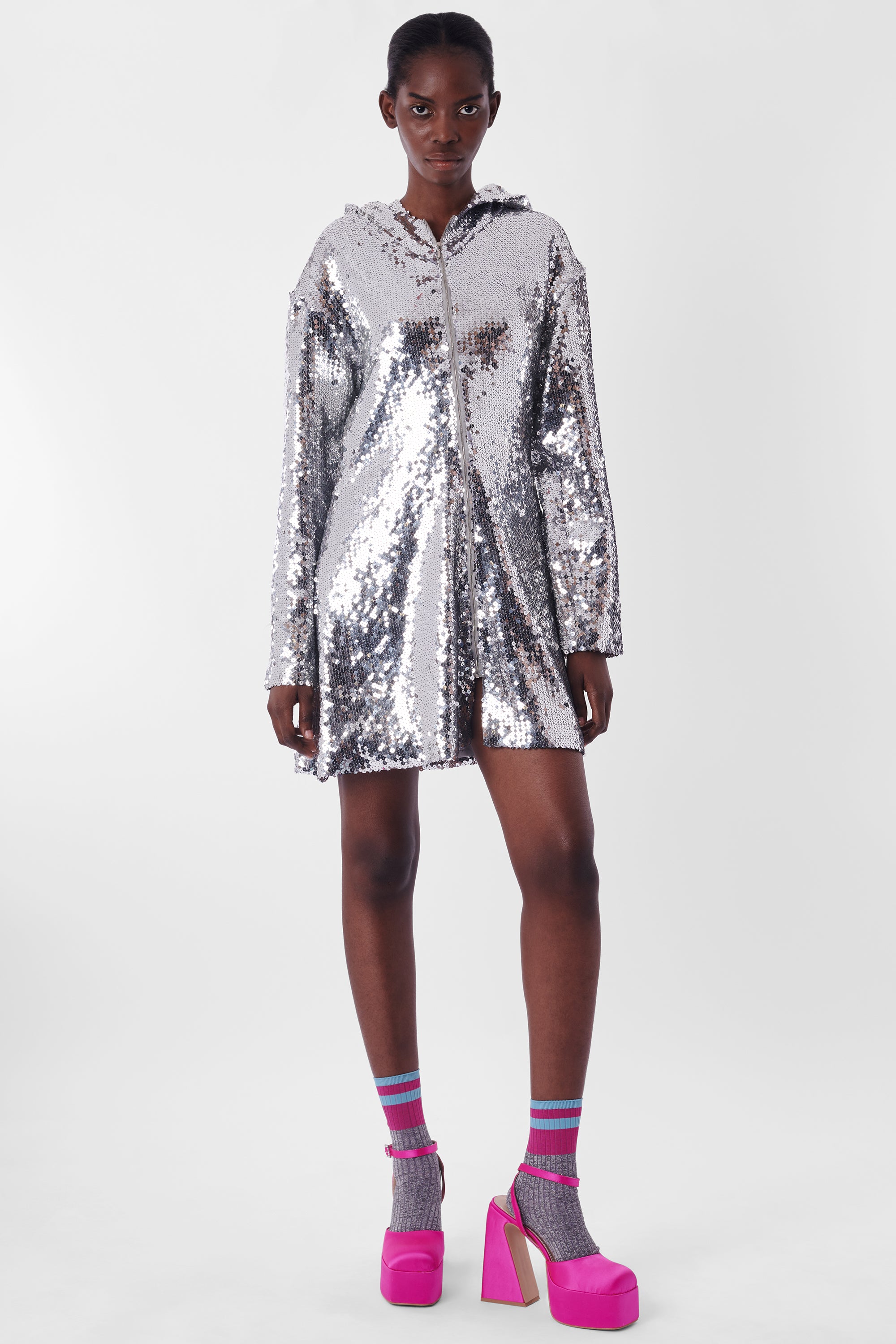 Sequin clearance hooded dress