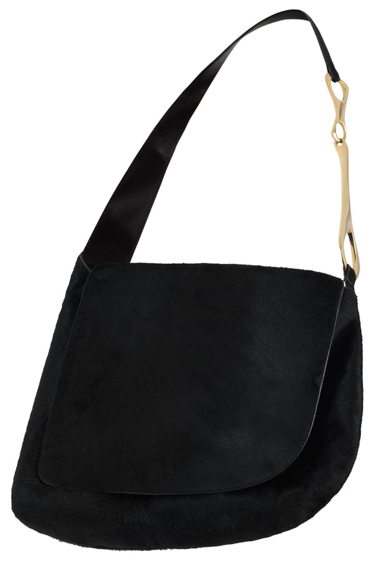 Vintage Gucci By Tom Ford F/W 1996 Black Pony Hair Crossbody Bag