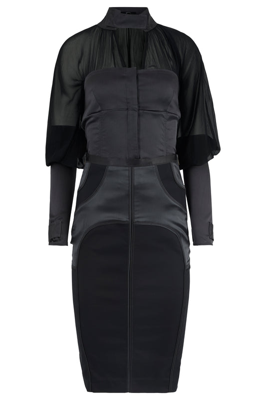 Vintage Gucci F/W 2003 By Tom Ford Satin Silk Grey Co Ord Set