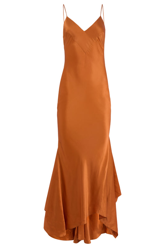 Vintage 2000's Roberto Cavalli Orange Silk Mermaid Gown