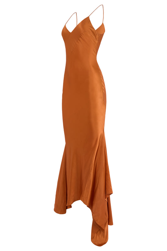 Vintage 2000's Roberto Cavalli Orange Silk Mermaid Gown