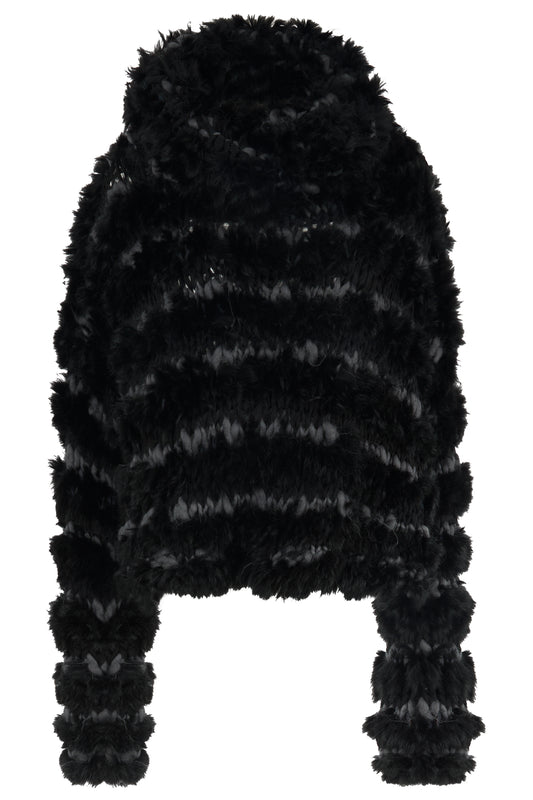 Vintage F/W 2000's Christian Dior Black  Rabbit Fur Crochet Sweater