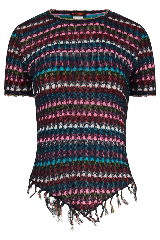 Vintage 2000's Christian Lacroix Crochet Multicoulor Fringe Knit Top