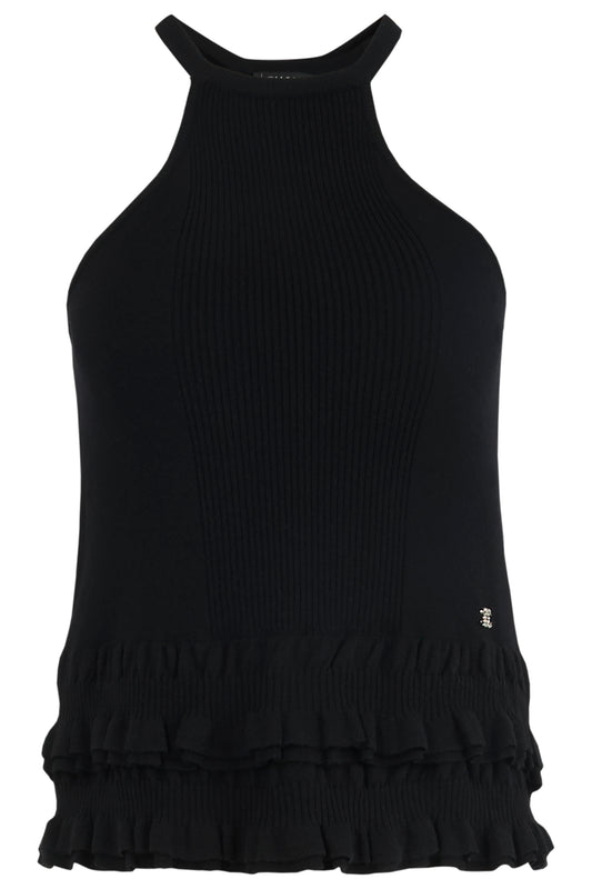Vintage Chanel Black Wool Ruffles Tank Top
