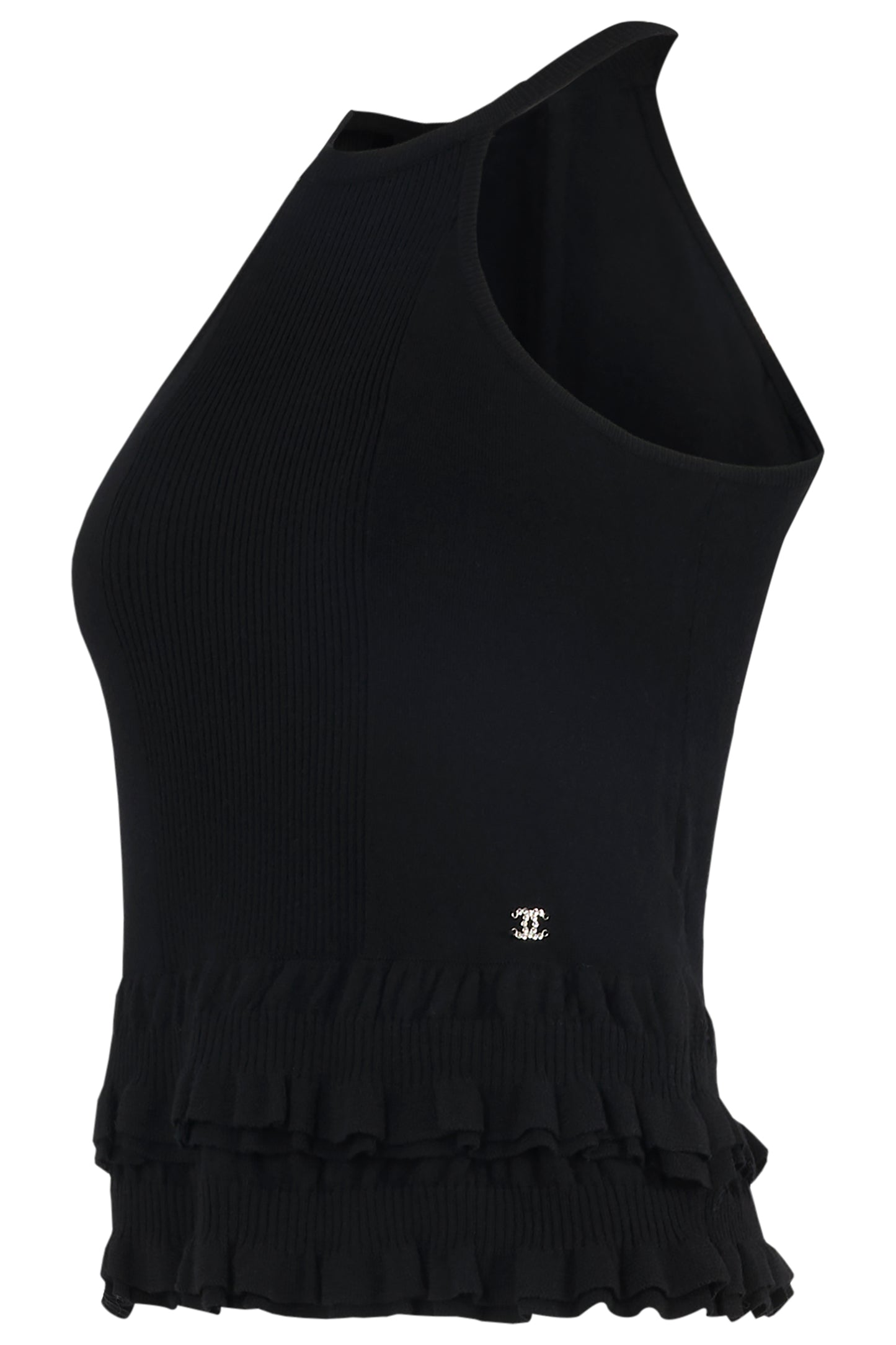 Vintage Chanel Black Wool Ruffles Tank Top