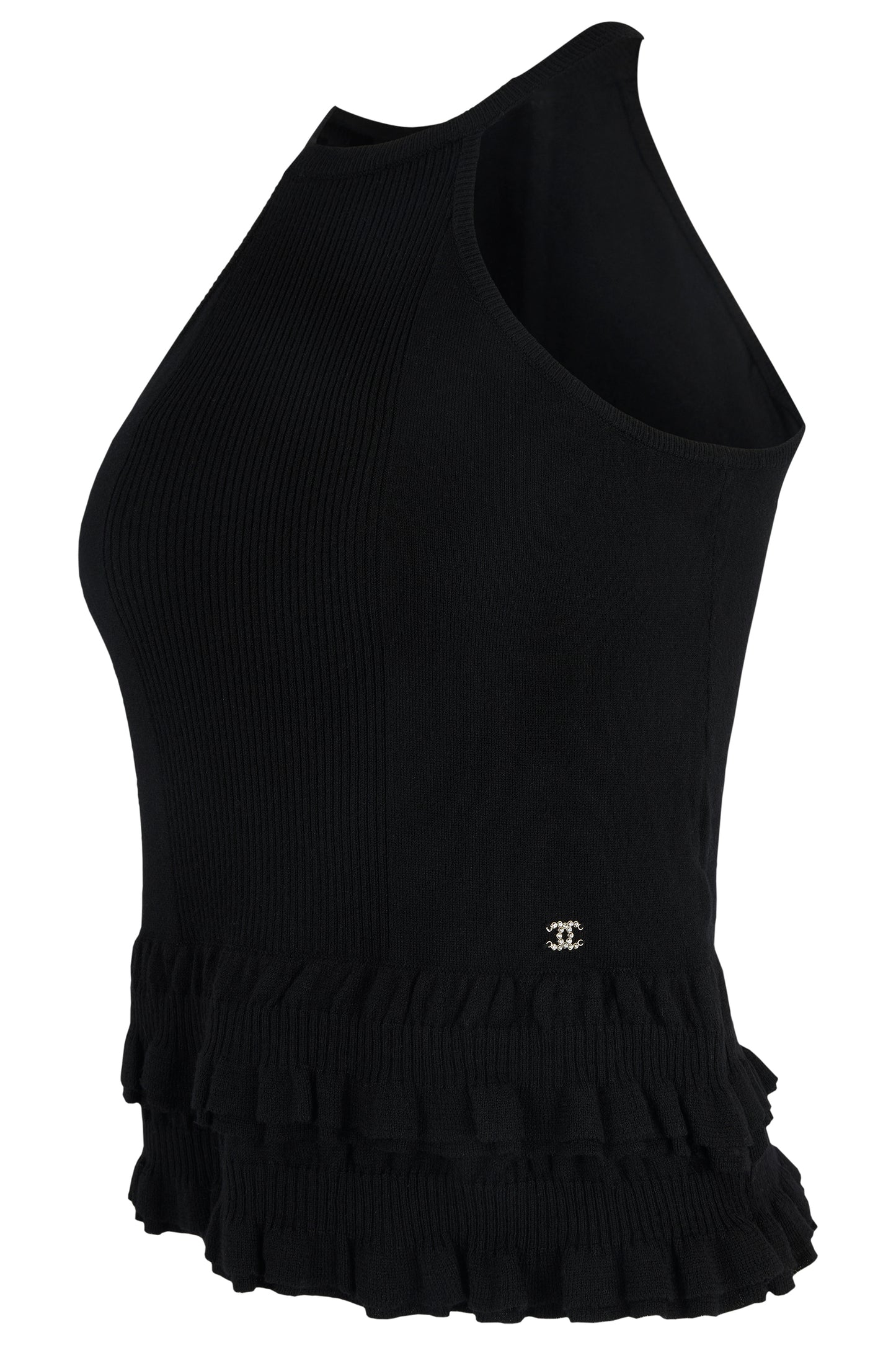 Vintage Chanel Black Wool Ruffles Tank Top
