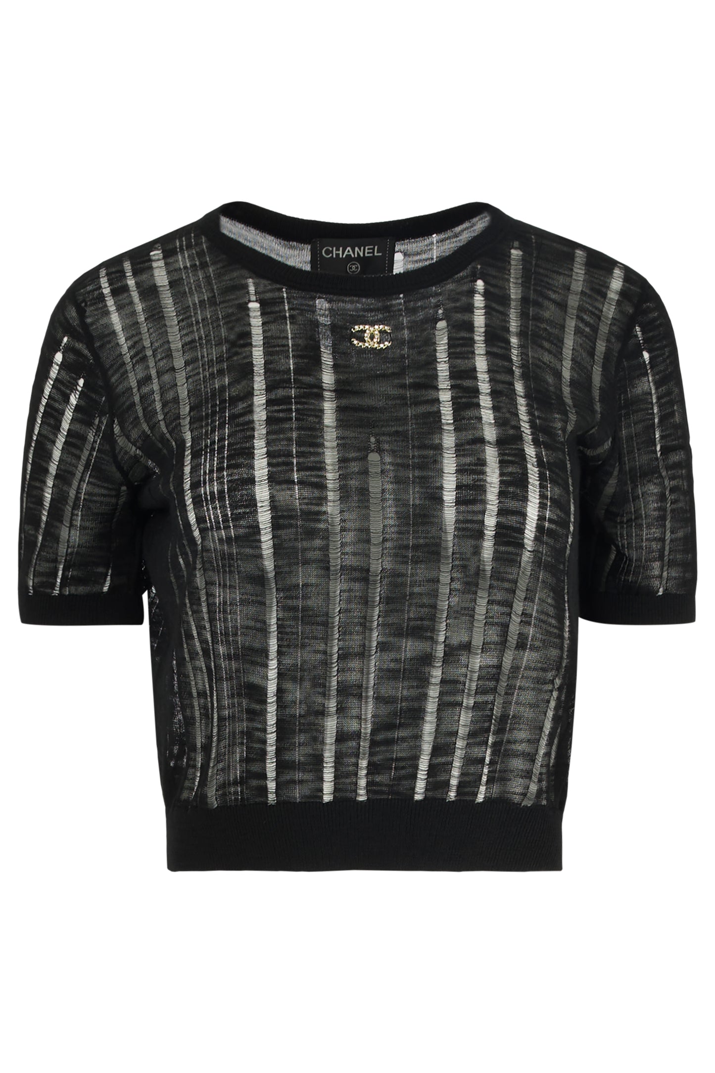 Vintage 2000's Chanel Sheer Knit Crystals Top