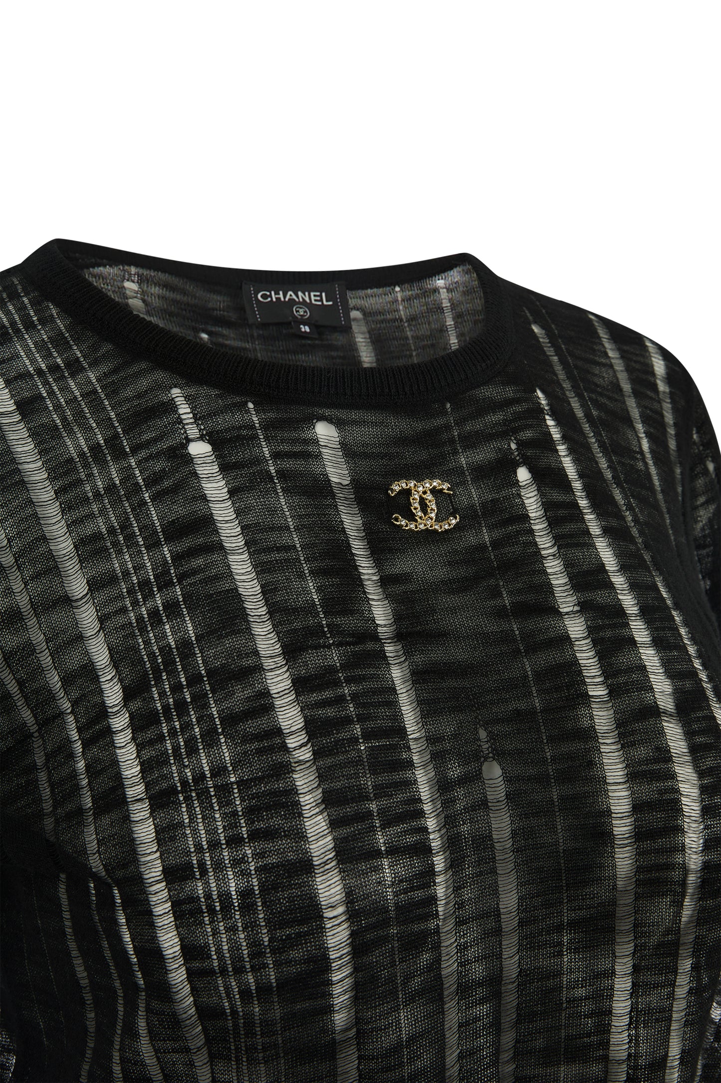 Vintage 2000's Chanel Sheer Knit Crystals Top