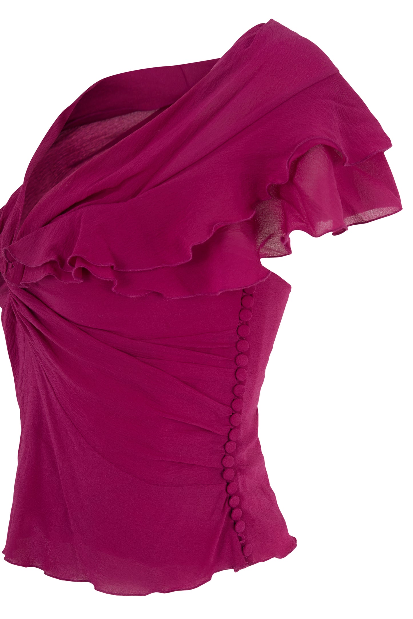 Vintage Christian Dior John Galliano S/S 2003 Magneta Silk Tie-Up Top