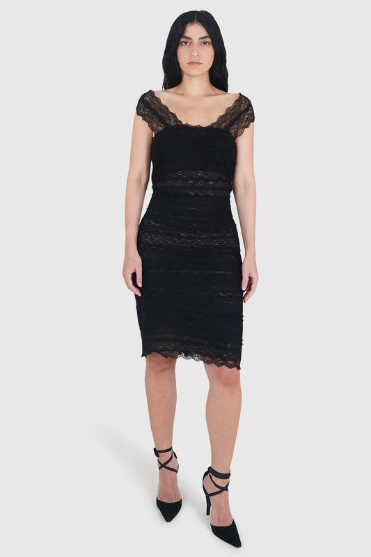 Vintage Alexander Mcqueen F/W 2002 Lace Knee-Length Dress