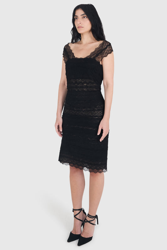 Vintage Alexander Mcqueen F/W 2002 Lace Knee-Length Dress