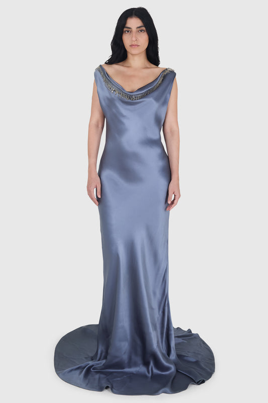Vintage Alexander Mcqueen 2007 Cowl Neck Silk Gown